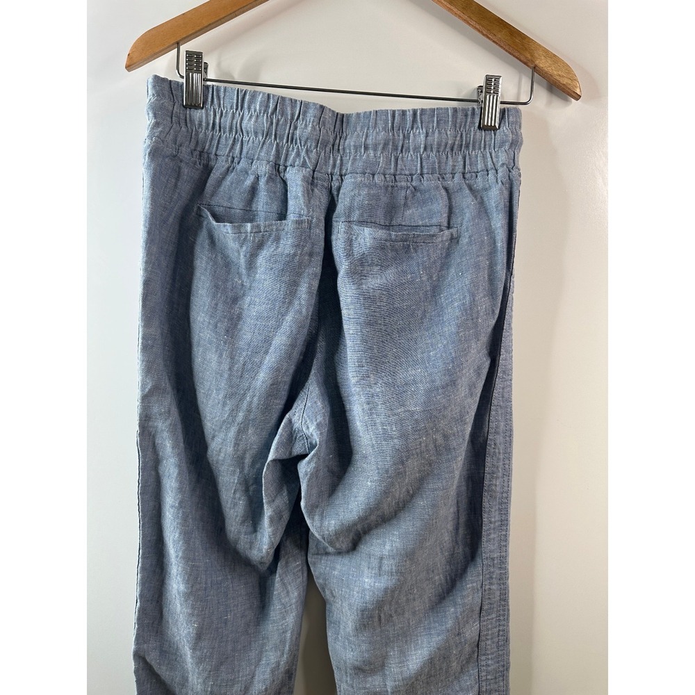 Athleta CABO Linen Jogger Pants Chambray Blue Resort Beach Zip Pockets Size 0 - Picture 12 of 14